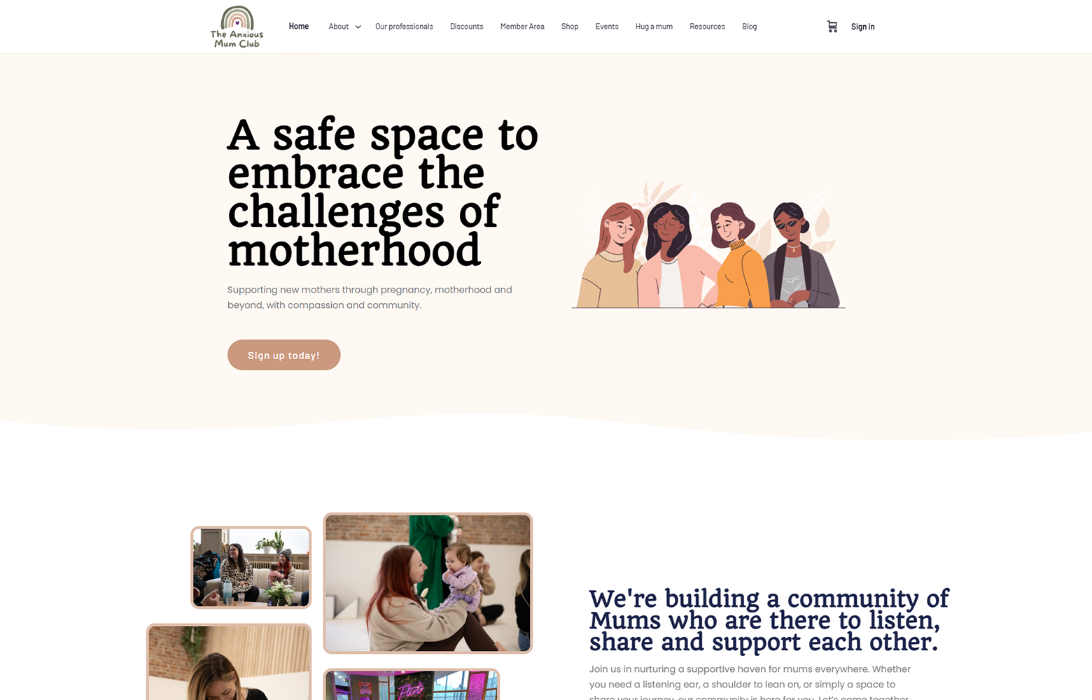 Website preview for The Anxious Mums Club