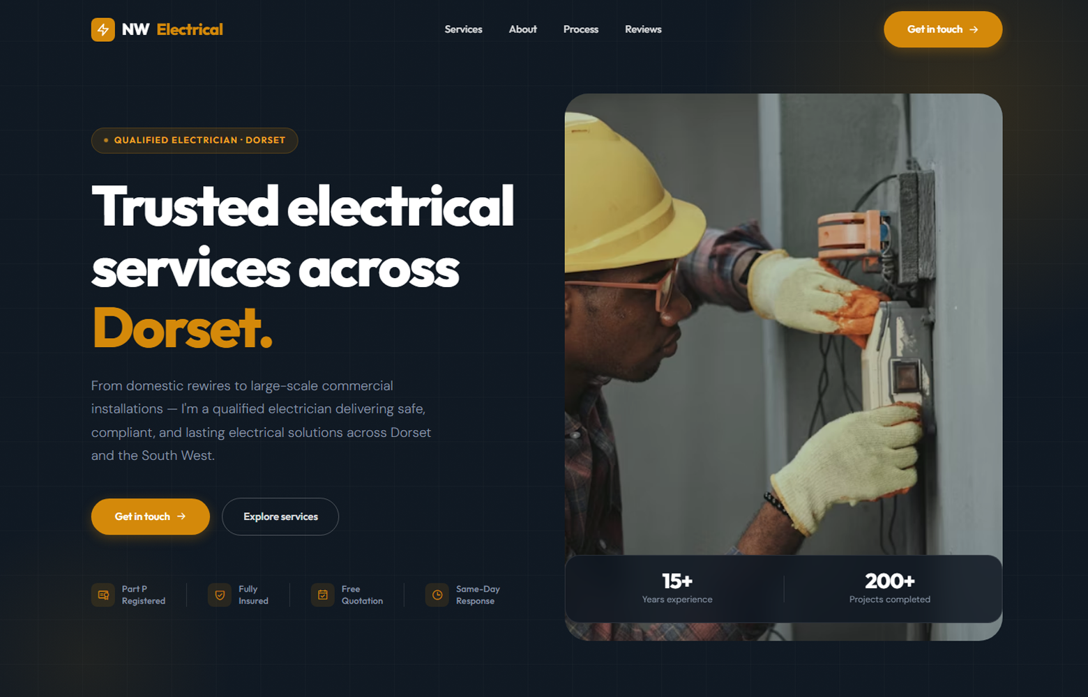 Website preview for NW Electrical