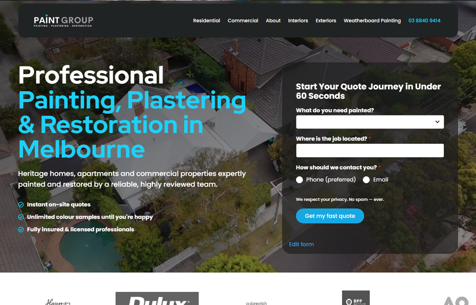 Website preview for Paint Group
